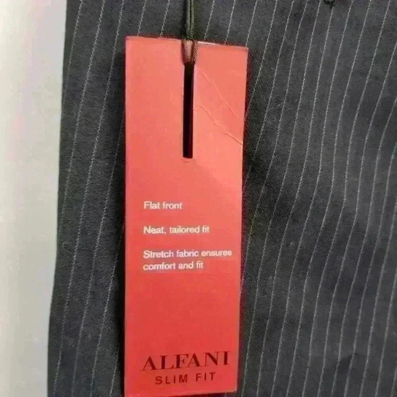 Men's Alfani Slim Fit Navy Stripe Stretch Fabric Flat Front Sz 30X32 $135.00 - Picture 8 of 9